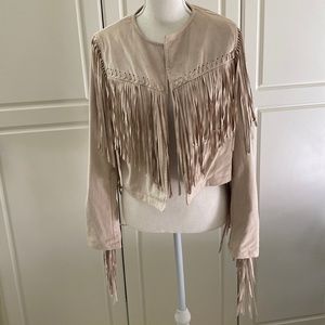 Faux Suede Fringe Jacket
